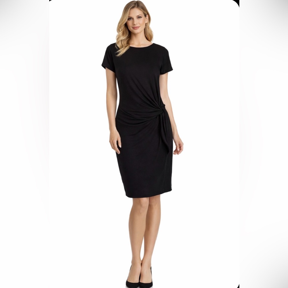 Magaschoni Dress Black Tie-Waist L
